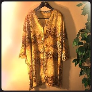 Erica Brooke Leopard Print Sheer Blouse Size 24